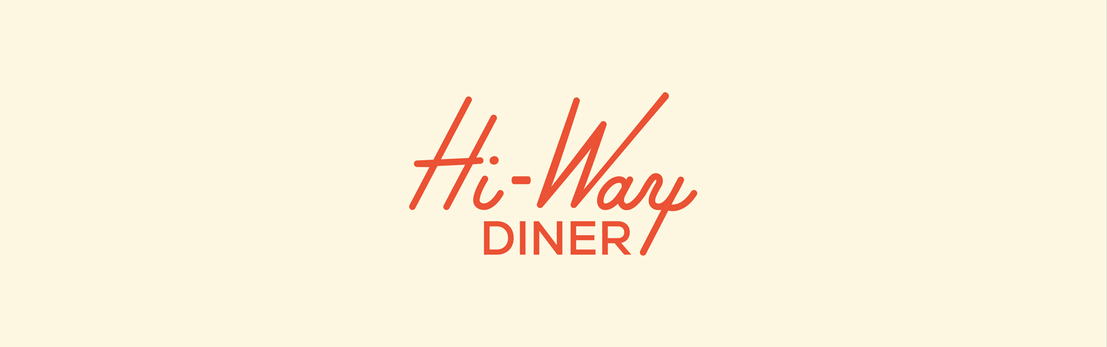 Hi-Way Diner logo concept in Coral on beige background.