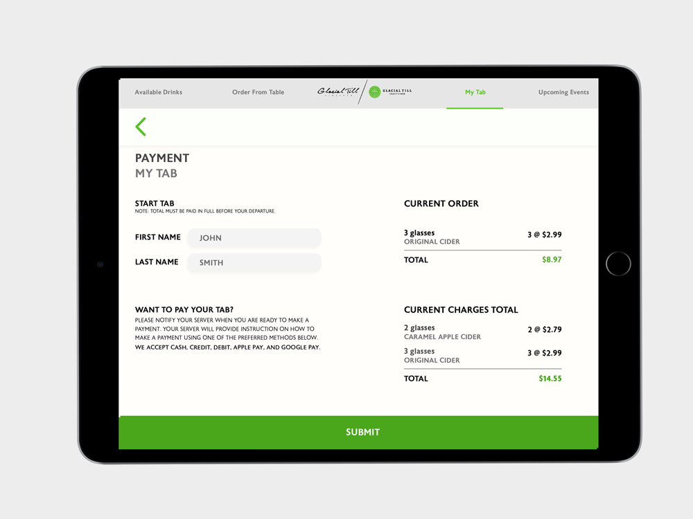 Onsite Mobile App Payment Page